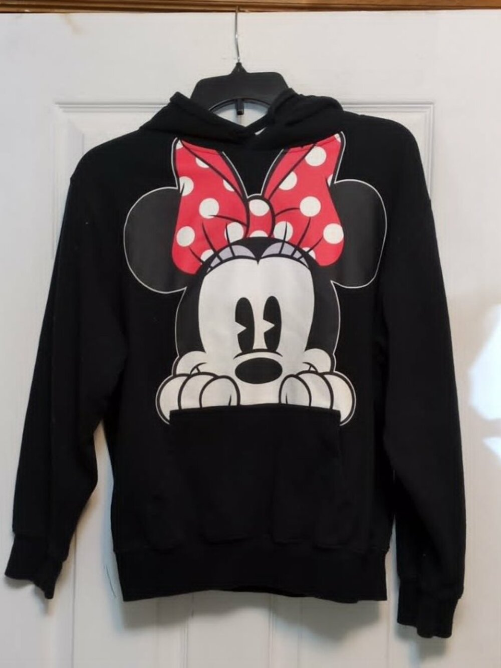 Disney Black Hoodie Sweatshirt Minnie Mouse Sz S Theme Park Y2K Nostalgia Retro